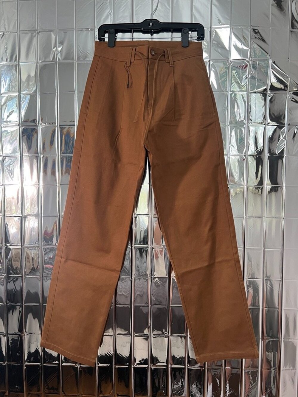 Zara Men's Relaxed Fit Heavy Cotton Canvas Drawstring Trousers Waist Size 29